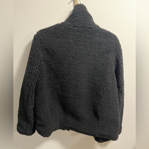 LOGG. Black Teddy jacket with silver zipper. Size S - Picture 5 of 5